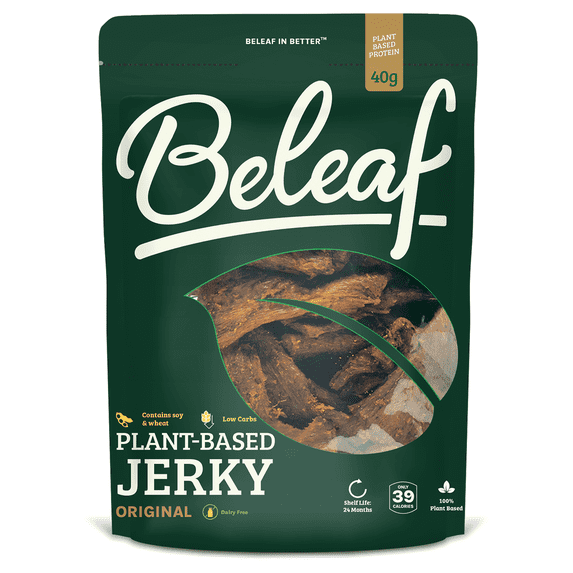 BELEAF Original Plant-Based Jerky | Delicious Meat Substitute | Low Carb, Non-GMO, Dairy Free, Plant Protein | Natural Ingredients | Spicy Healthy Snack 7oz