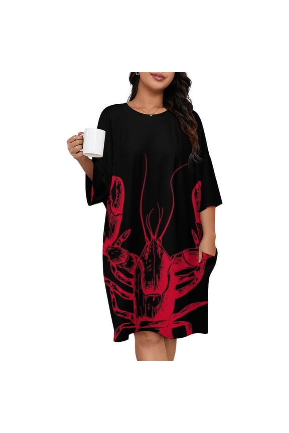 BE MY LOBSTER Sleepshirts For Sleeping Travels Loose Sleepdress Pajama Dress Soft Nightdress Sleepwear
