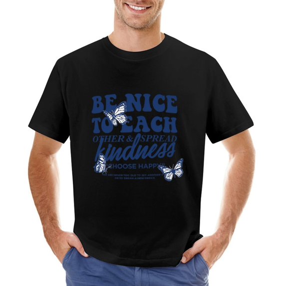 BE NICE TO EACH Men’s Graphic T-shirt Vintage Short Sleeve Sport Tee Black 5XL
