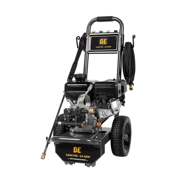 BE Power Equipment 3401 PSI 2.5 GPM Cold Water Gas Pressure Washer Powerease 223CC Engine and Axial Pump