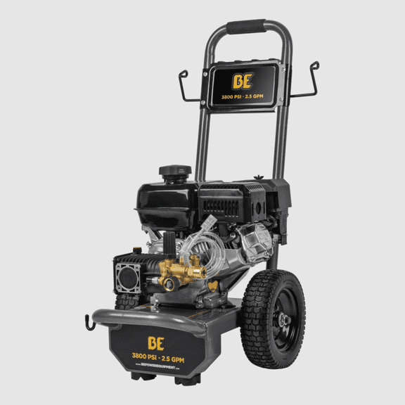BE Power Equipment 3800 PSI 2.5 GPM Cold Water Gas Pressure Washer PowerEase R225 Engine and AR Triplex Pump
