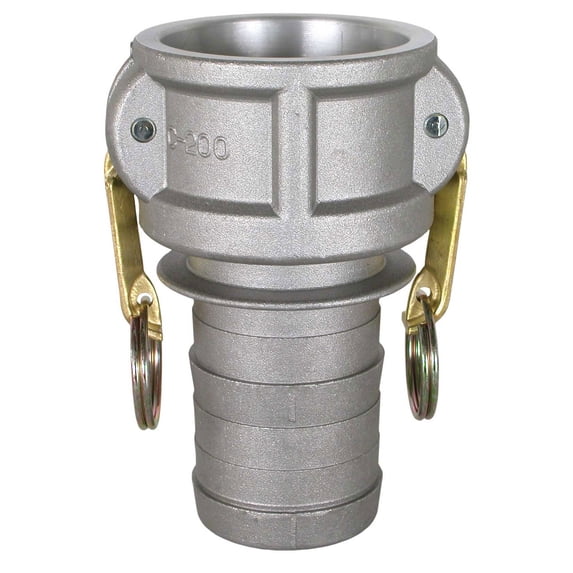BE Pressure 90.392.200, 2" Aluminum Camlock Fitting, Male Barb x Female Coupler Thread