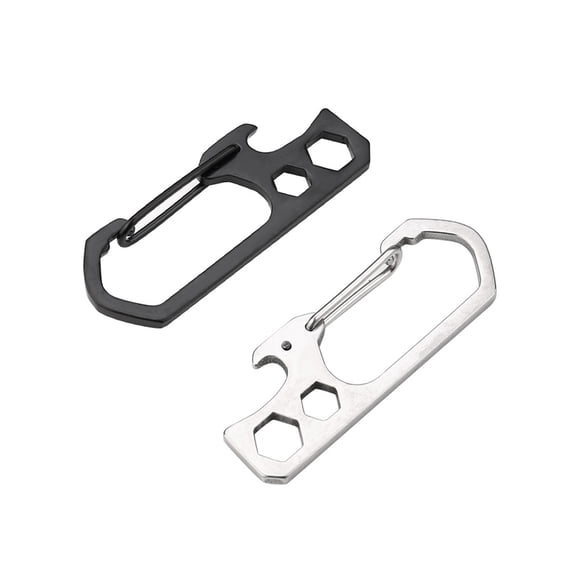 BE-TOOL 1/2Pcs Outdoor Keychain Wine Opener Waist Clip Wallet Stainless Steel Silver/Black