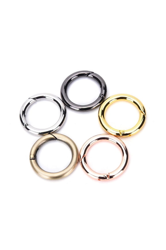 1/5Pcs Trigger Spring O Rings Round Carabiner Clip Snap for Keyrings Buckle Zinc alloy 5 Color
