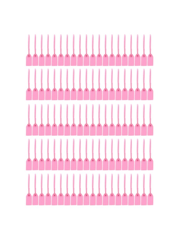 100PCS Plastic Seals Security Tags Clothing Tags Tamper Seal Tags Numbered Zip Ties Labels Disposable Adjustable Locking Pink