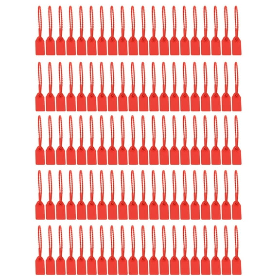 BE-TOOL 100PCS Plastic Seals Security Tags Clothing Tags Tamper Seal Tags Numbered Zip Ties Labels Disposable Adjustable Locking Red