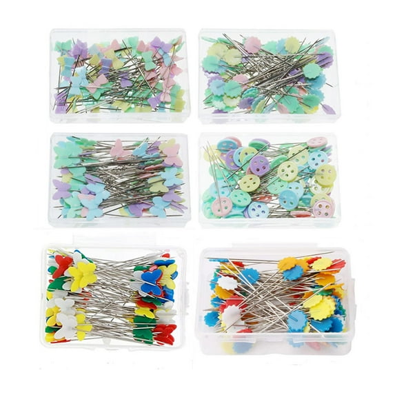 BE-TOOL 100Pcs Flat Head Sewing Patchwork Pins Flat Button Sewing Pins Set with Case for Dressmaker Clothing Designer