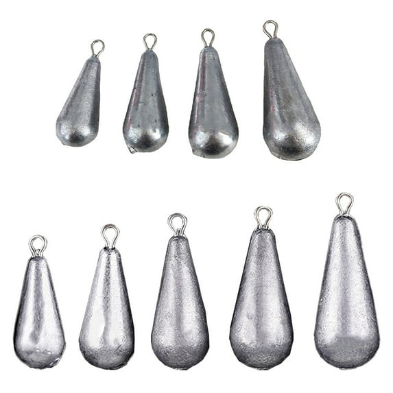 BE-TOOL 10PCSFishing Weight Sinker Lead Weights Sinker Fishing Tackle for Saltwater Freshwater Silver Raindrop Shape Streamlined 120g/0.26 lb