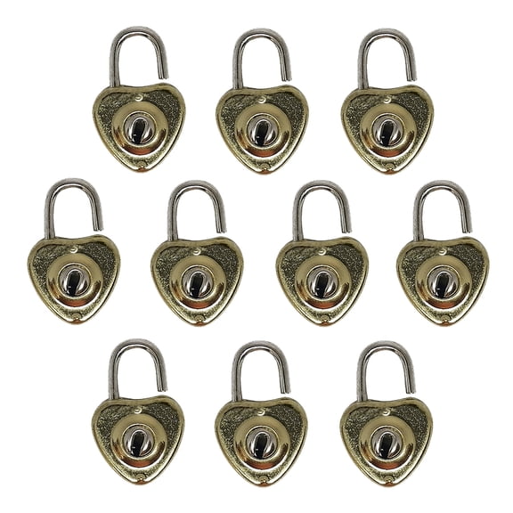 BE-TOOL 10Pcs Metal Love Shape Craft Locks with Keys, Mini Zinc Alloy Padlock for Diary Handbag Notebook Jewelry Box Gifts Gloden