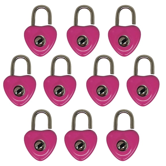 BE-TOOL 10Pcs Metal Love Shape Craft Locks with Keys, Mini Zinc Alloy Padlock for Diary Handbag Notebook Jewelry Box Gifts Purple
