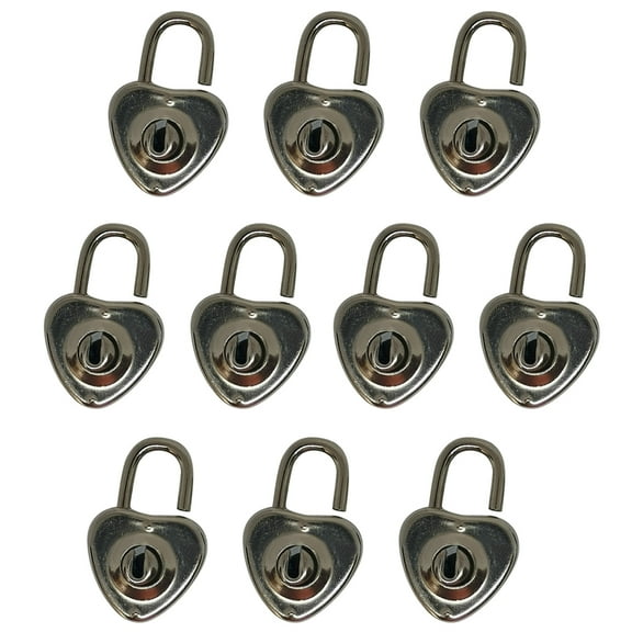 BE-TOOL 10Pcs Metal Love Shape Craft Locks with Keys, Mini Zinc Alloy Padlock for Diary Handbag Notebook Jewelry Box Gifts Silver