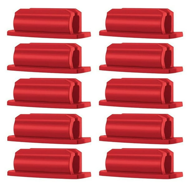 BE-TOOL 10Pcs Silica Gel Self-Adhesive Pen Holder, Single Pen Holder Sticky Pen Holder Pencil Holder for Office Desk Teacher Red