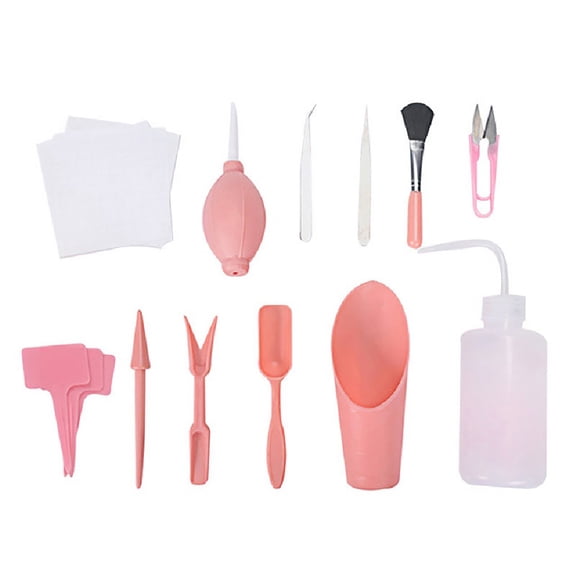 BE-TOOL 12/16 Pcs Mini Gardening Tools Flower Green Plant Succulent Tools Set Scissors Tweezers Pail Shovel Transplanting Tool Pink/Blue
