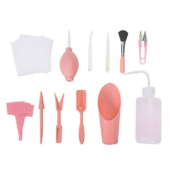 BE-TOOL 12/16 Pcs Mini Gardening Tools Flower Green Plant Succulent Tools Set Scissors Tweezers Pail Shovel Transplanting Tool Pink/Blue