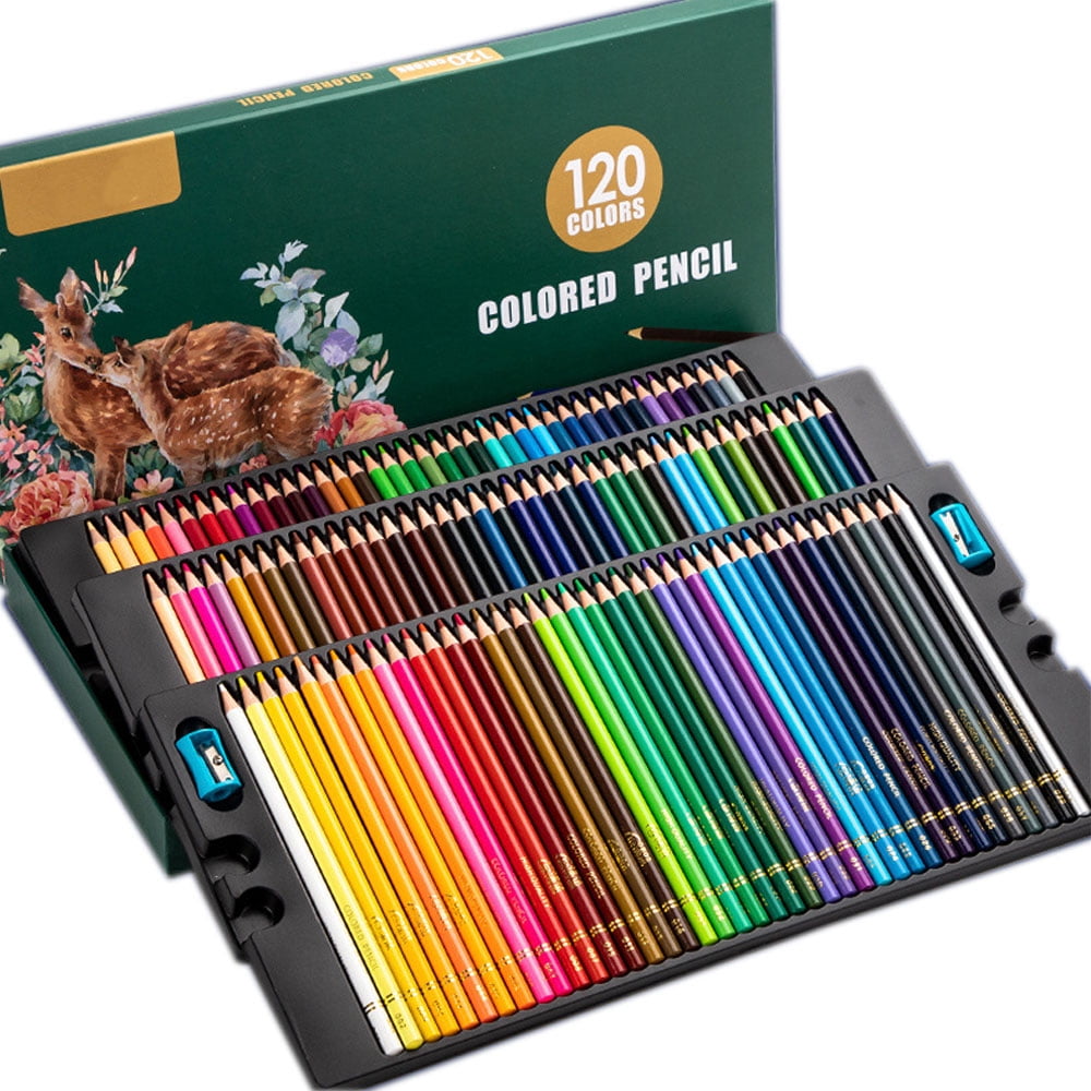 BE-TOOL 120Pcs Oily Colored Penciles Optional Metallic Pencils Set with Brush and Pencil Sharpener for Students Beginners Artist Painting Working Office School Stationery