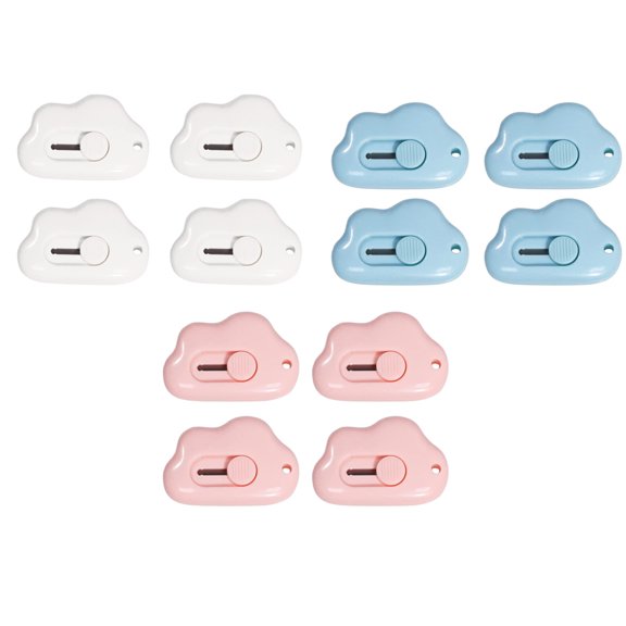 BE-TOOL 12Pcs Mini Box Cutter Pocket Portable Opener Retractable Utility Knife Plastic Letter Opener Cloud-Shaped Office School Supplies