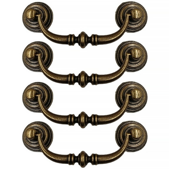 BE-TOOL 2/4Pcs Vintage Drawer Pulls Handles Dresser Drawer Handle for Home Cabinets Office Desk Brass