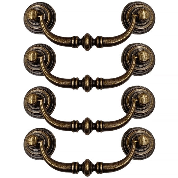 BE-TOOL 2/4Pcs Vintage Drawer Pulls Handles Dresser Drawer Handle for Home Cabinets Office Desk Brass