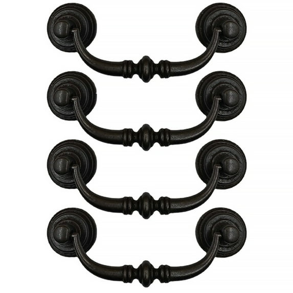 BE-TOOL 2/4Pcs Vintage Drawer Pulls Handles Dresser Drawer Handle for Home Cabinets Office Desk Iron Black