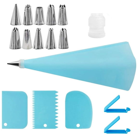 BE-TOOL 20Pcs Cake Decorating Set Stainless Steel Nozzles for Cupcakes Cookies Baking DIY Kits