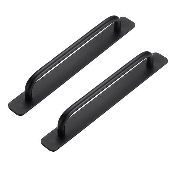 BE-TOOL 2PCS Self-Adhesive Door Handles Cabinet Drawer Handles Pulls for Shower Rooms Kitchen Bathroom (Black, 212mm/8.3in)
