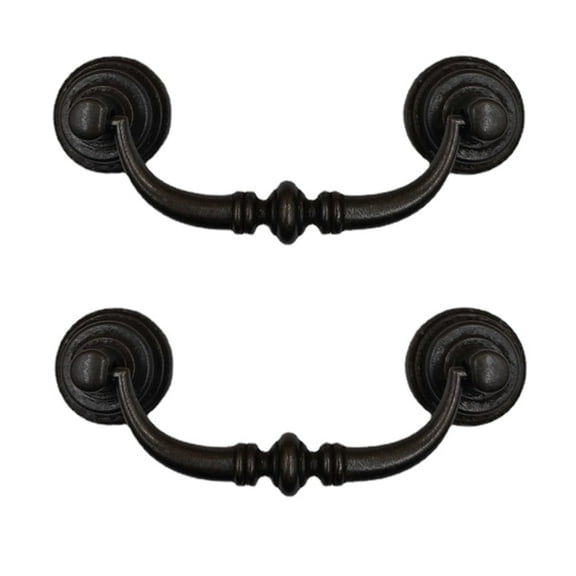 BE-TOOL 2Pcs Vintage Drawer Pulls Handles with Screws Dresser Drawer Cabinet Handle Cabinet Hardware Iron Black