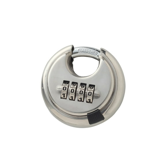 BE-TOOL 4 Digital Combination Padlock, Round Stainless Steel Digital Code Padlock Outdoor Lock for Sheds Locker Gym Gate