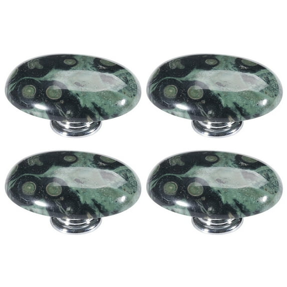 BE-TOOL 4PCS Natural Crystal Stone Door Knobs Ovale-Shaped Handles Door Handles Drawer Knobs