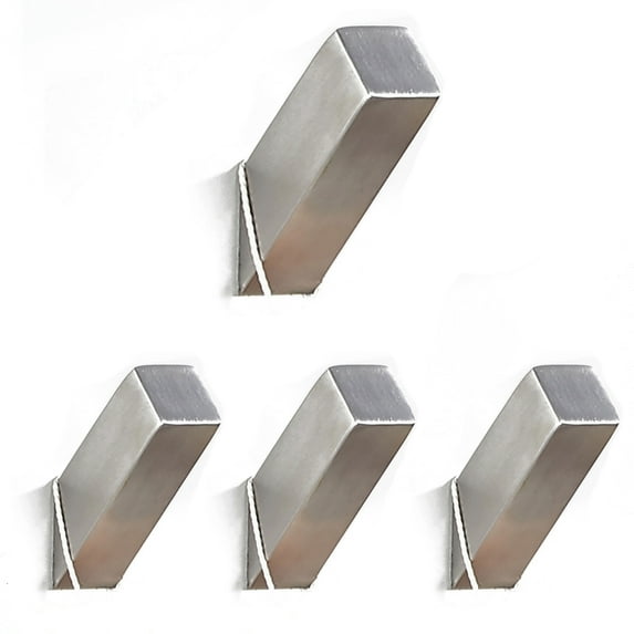 BE-TOOL 4Pcs Modern Towel Hook Stainless Steel Wall Hooks for Bath Kitchen Bedroom Garage Hotel Durable Black/Brushed Silver