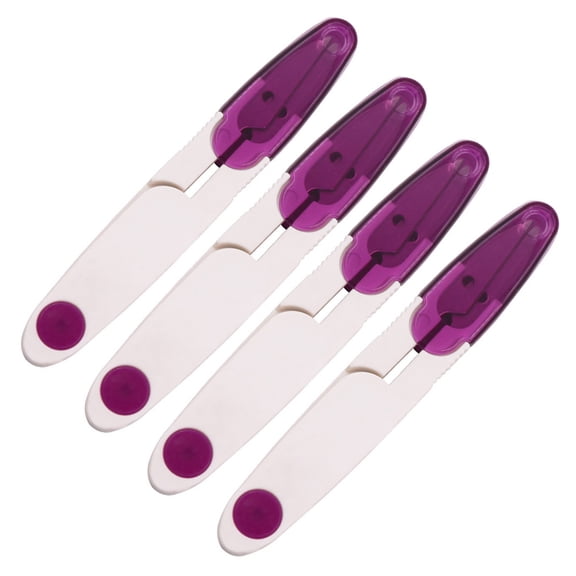 BE-TOOL 4Pcs Portable Stainless Steel FishingScissors with Cover, Small Scissors for Cutting Fishing Line (Purple)