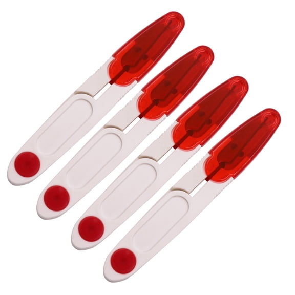 BE-TOOL 4Pcs Portable Stainless Steel FishingScissors with Cover, Small Scissors for Cutting Fishing Line (Red)