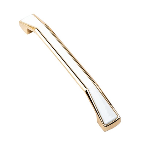 BE-TOOL 5 Pack Cabinet Pull Handle Zinc Alloy Drawer Handle Hole Spacings 128mm/5.03" for Kitchen Cabinets Cupboard Handle'S Replacements White-Gold