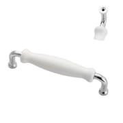 BE-TOOL 5 Pack White Zinc Alloy Cabinet Handle with Screws, Arched Ceramic Cabinet Handle for Kitchen Cabinets Wardrobe Cupboard, 128mm/5.03" Silver