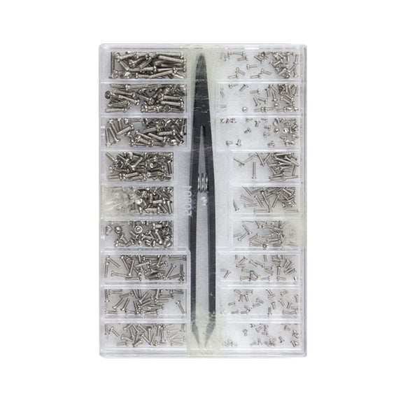 BE-TOOL 500Pcs Phillips Screw Kit, Steel Tiny Screws Micro Electroplated Screws Set, with a Tweezer 20 Sizes
