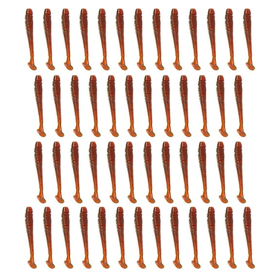 BE-TOOL 50Pcs Soft Plastic Lures Fishing Soft Baits Soft Bait T-Tail Soft Worms Fishing Bait Fishing Lures Fish Tackle Accessory (Red)
