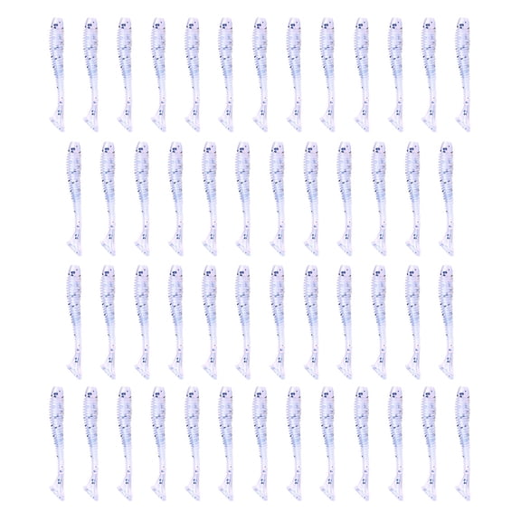 BE-TOOL 50Pcs Soft Plastic Lures Fishing Soft Baits Soft Bait T-Tail Soft Worms Fishing Bait Fishing Lures Fish Tackle Accessory (Silver)