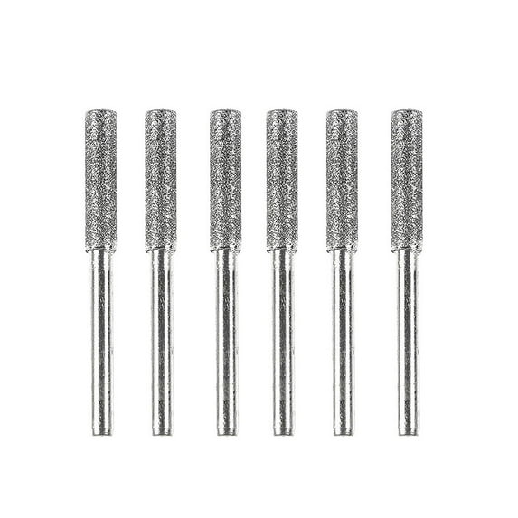 BE-TOOL 6Pcs Titanium Plated Diamond Bits Diamond Chainsaw Sharpener Burr Sharpener Stone Electric Kit for Polishing Grinding 4.0mm Silver