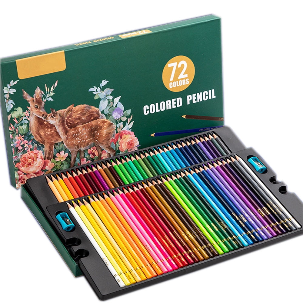 BE-TOOL 72Pcs Oily Colored Penciles Optional Metallic Pencils Set with Brush and Pencil Sharpener for Students Beginners Artist Painting Working Office School Stationery