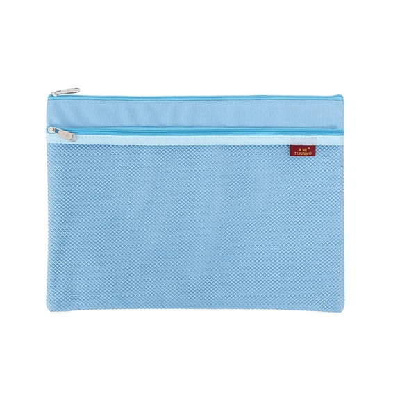 BE-TOOL A4 Mesh Zippered Document Wallets File Storage Folder Oxford Cloth Envelopes Folders Bag for School Office Supplies Blue