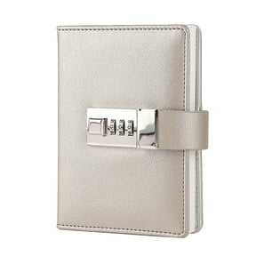BE-TOOL A7 PU Leather Pocket Notebook with Retro Metal Password Lock 96 Pages Travel Notebook for Diary Journal Writing Drawings Sketches