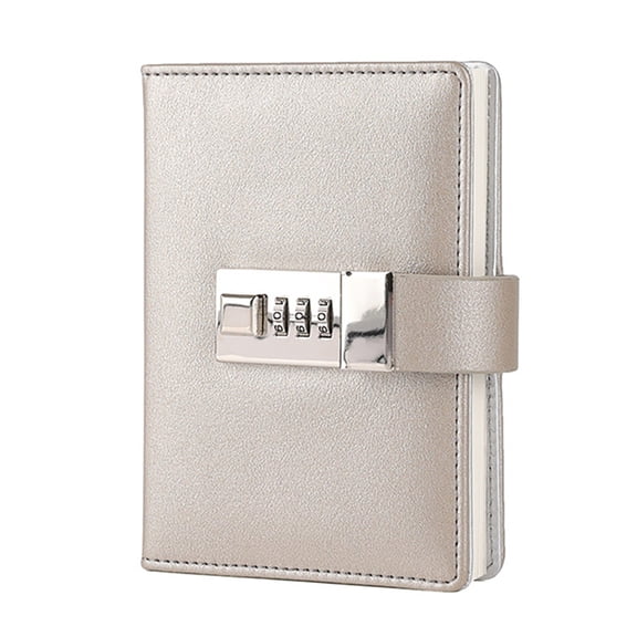 BE-TOOL A7 PU Leather Pocket Notebook with Retro Metal Password Lock 96 Pages Travel Notebook for Diary Journal Writing Drawings Sketches