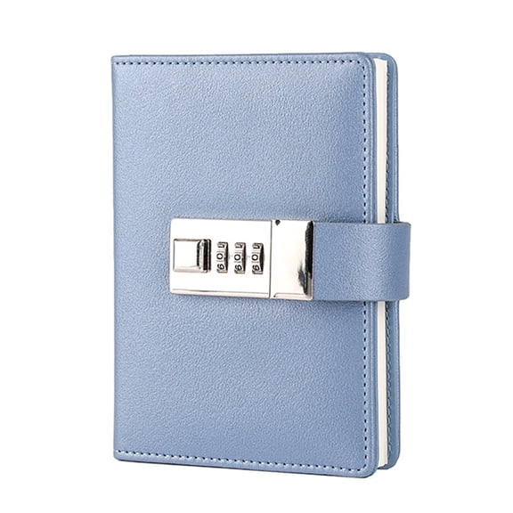 BE-TOOL A7 PU Leather Pocket Notebook with Retro Metal Password Lock 96 Pages Travel Notebook for Diary Journal Writing Drawings Sketches