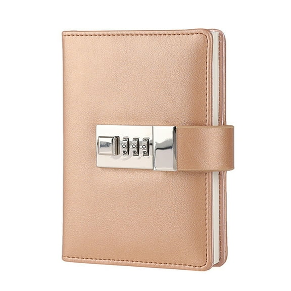 BE-TOOL A7 PU Leather Pocket Notebook with Retro Metal Password Lock 96 Pages Travel Notebook for Diary Journal Writing Drawings Sketches
