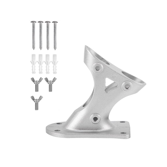 BE-TOOL Alumium Alloy Flag Pole Holder 2 Positions Hole Wall Mount Flagpole Holders with Installation Couterparts Silver
