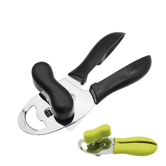 BE-TOOL Can Opener Cutter with Grip Handles for Bottle Beer Beverage Kitchen Picnic Black/Green