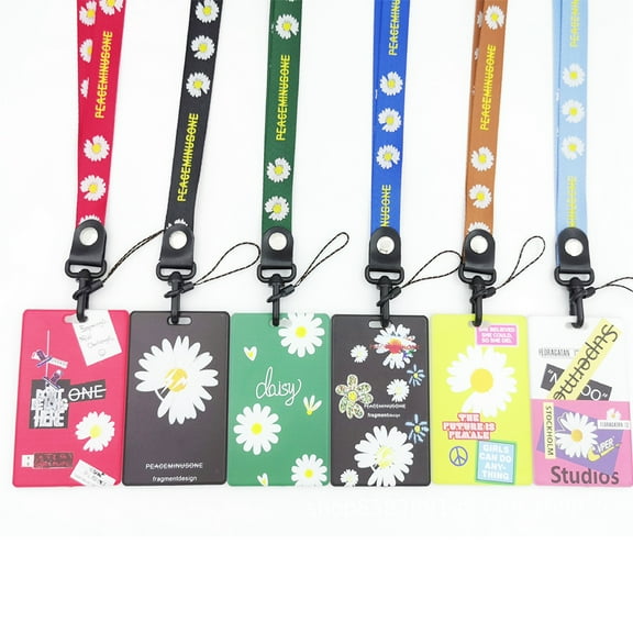BE-TOOL Daisy ID Badge Card Holder with Neck Strap Lanyard for Bank Cards Money Keys Office School