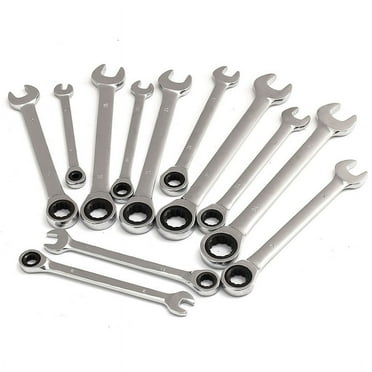 BE-TOOL Dual Fixed Head Ratchet Wrench Chrome Vanadium Steel Repair Machine Auto Tool Silver 10MM-17MM