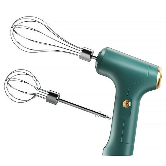 BE-TOOL Electric Household Handheld Electric Egg Beater with 2 Stirring Rods Egg White Cream Whisk Mixer 3 Levels for Kitchen USB Charge Green