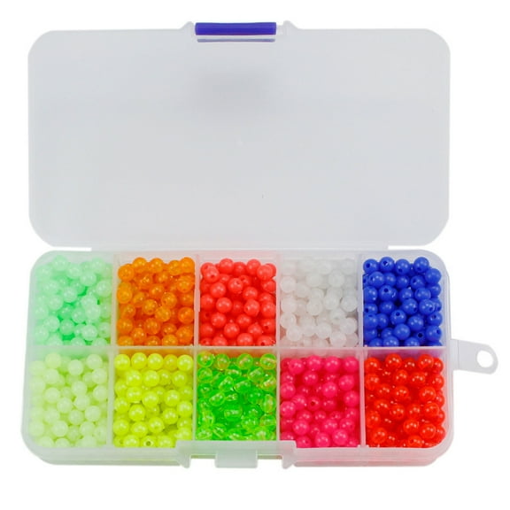 BE-TOOL Fishing Beads Set, 1000 Plastic Round Night Fishing Beads, for Connecting Lures Lines Hooks (Set A)