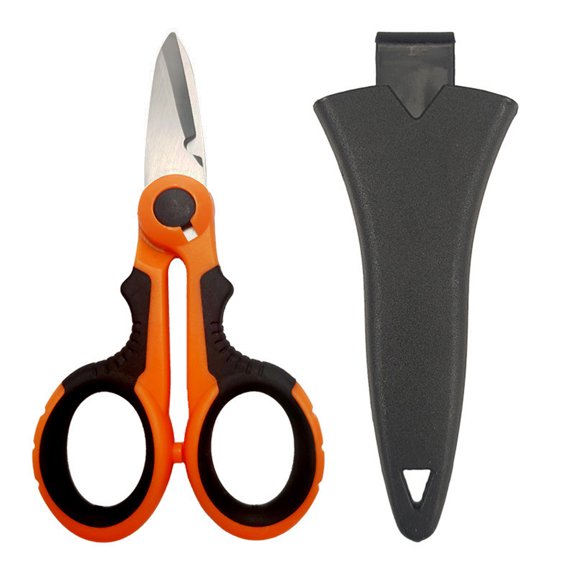BE-TOOL Fishing Stainless Steel Scissor with Cover Mini Scissor for Cutting Fishing Line (Orange)